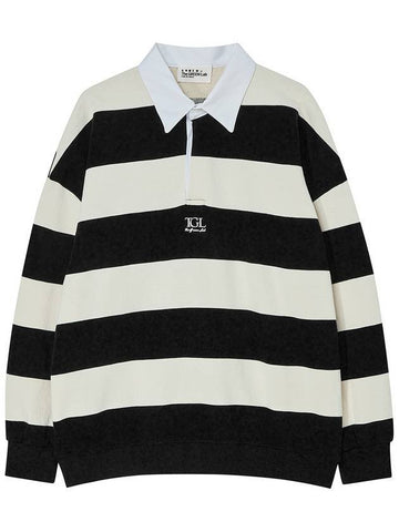 Striped Rugby Collar Sweatshirt Black - THE GREEN LAB - BALAAN 1