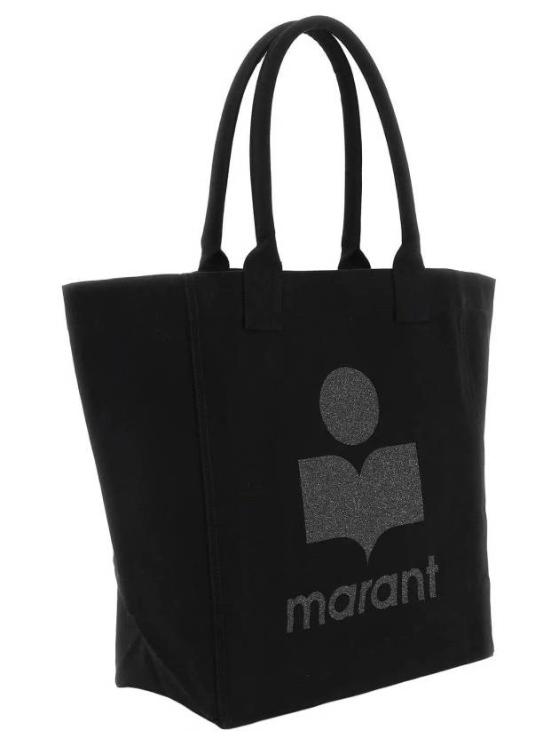 Women's Yenky Glitter Logo Tote Bag Black - ISABEL MARANT - BALAAN 4