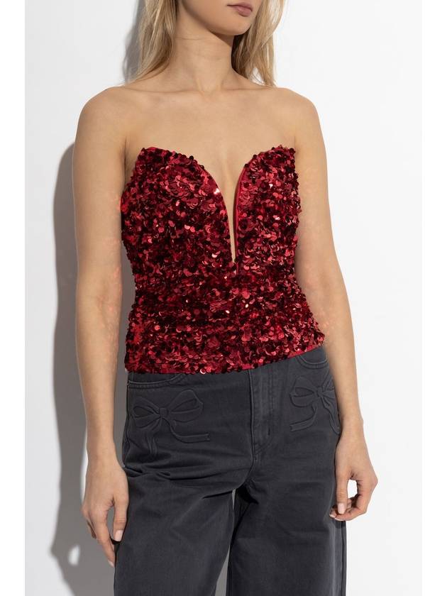 Self Portrait Sequin Off-shoulder Top, Women's, Red - SELF PORTRAIT - BALAAN 3