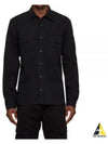 Linen Pocket Long Sleeve Shirt Black - CP COMPANY - BALAAN 2