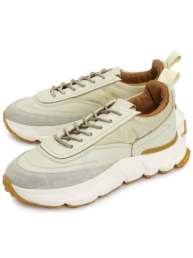 Leather Cordura Nylon Low Top Sneakers Cream - BUTTERO - BALAAN 2