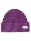 Structured Rib-Knit Beanie Purple - GANNI - BALAAN 2