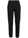 Men's Lens Waffen Diagonal Fleece Jogger Track Pants Black - CP COMPANY - BALAAN.