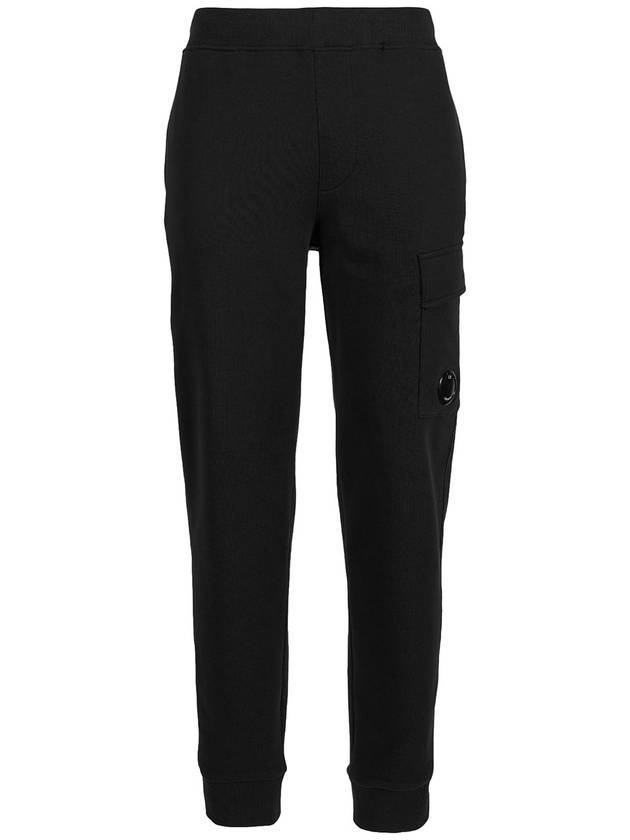 Men's Lens Waffen Diagonal Fleece Jogger Track Pants Black - CP COMPANY - BALAAN.