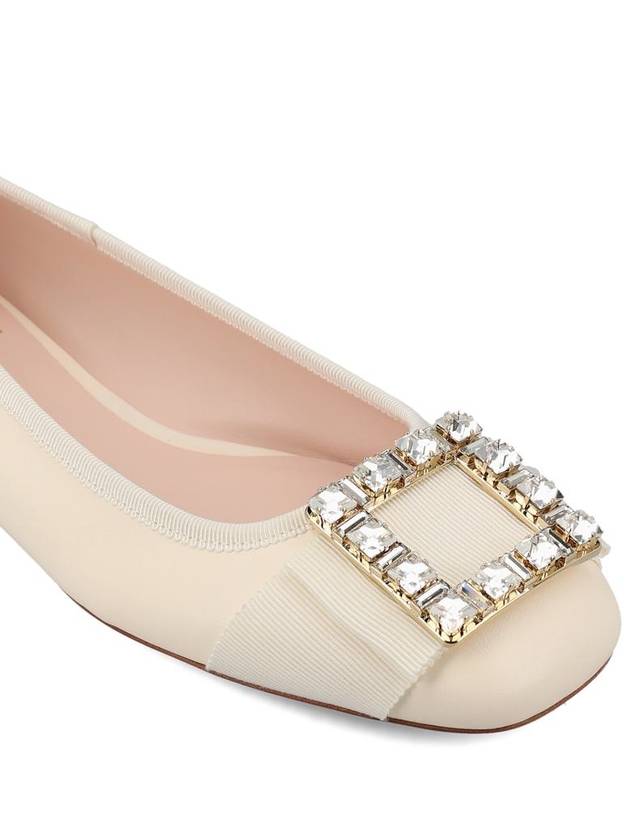 Très Vivier Crystal Buckle Flat Off White - ROGER VIVIER - BALAAN 5