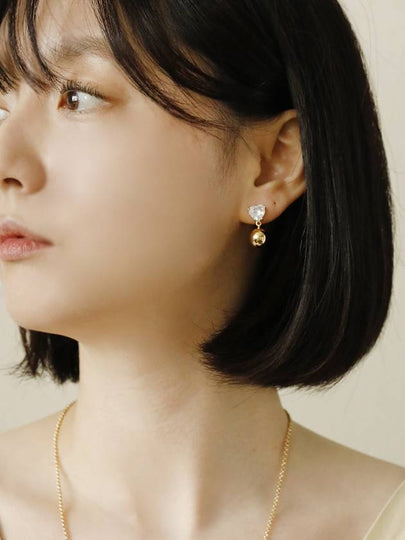 Heart Cubic Drop Earrings Gold - SOSOO - BALAAN 2