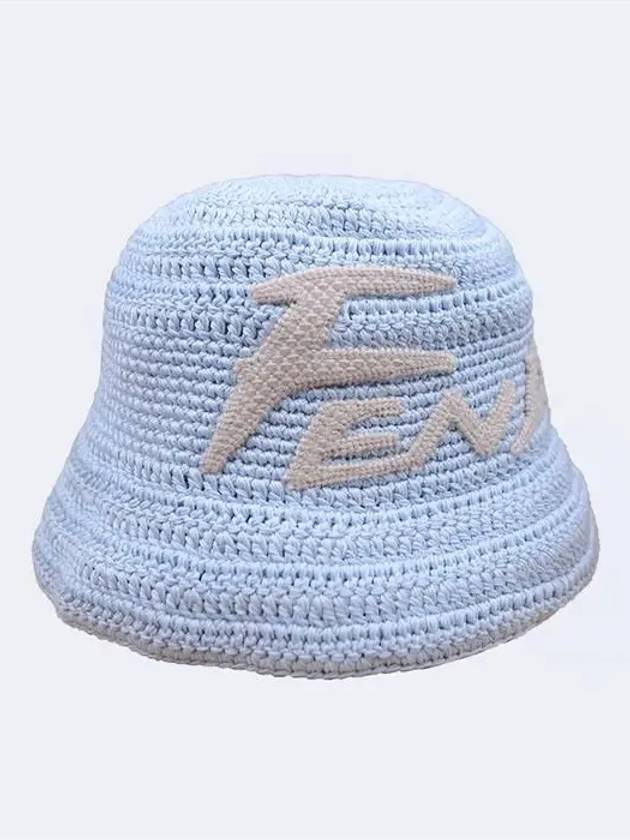 embroidered logo bucket hat light blue - FENDI - BALAAN.
