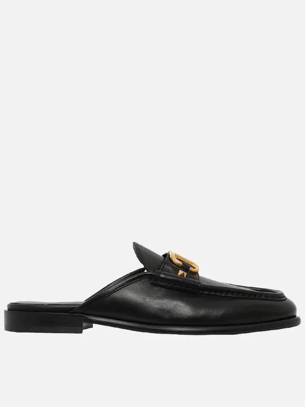 Signature V Logo Leather Bloafers Black - VALENTINO - BALAAN 4