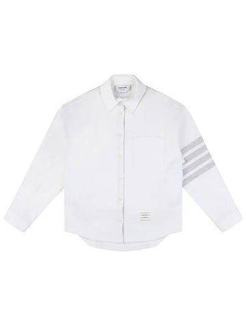 23SS FJT247A 06772 100 Women's Diagonal Shirt Jacket White 988068 - THOM BROWNE - BALAAN 1