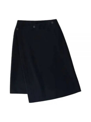 CHILKA 3 BUTTON WRAP SKIRT DARKEST NAVY 1298 Silka Rab - STUDIO NICHOLSON - BALAAN 1