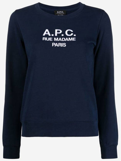 Women's TINa Logo Sweat Sweatshirt Navy - A.P.C. - BALAAN 2