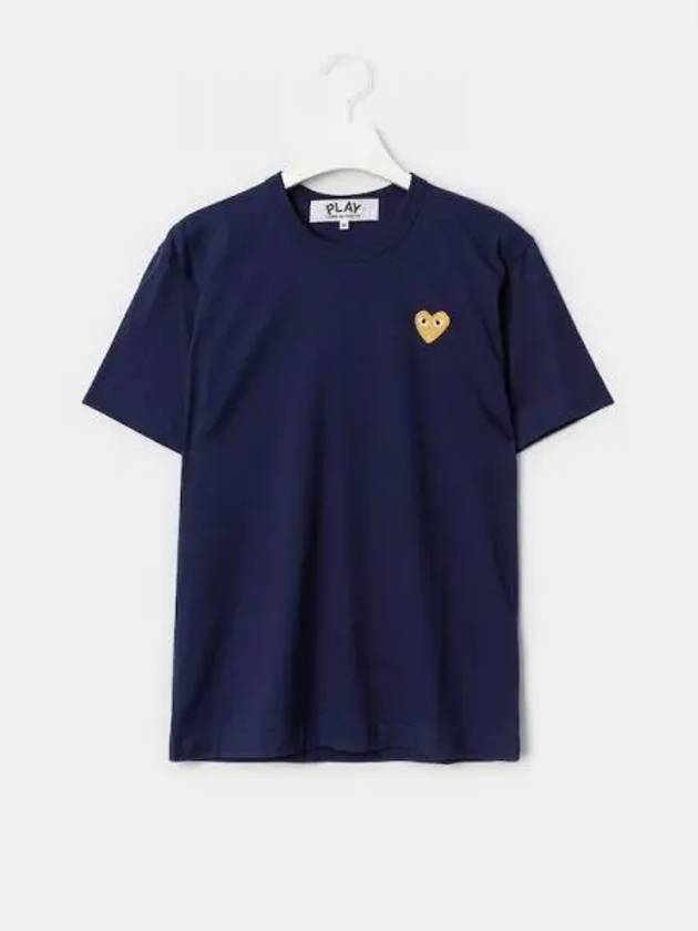 Women s Gold Heart Wappen T Shirt Navy Domestic Product GM0023051586894 - COMME DES GARCONS PLAY - BALAAN 1