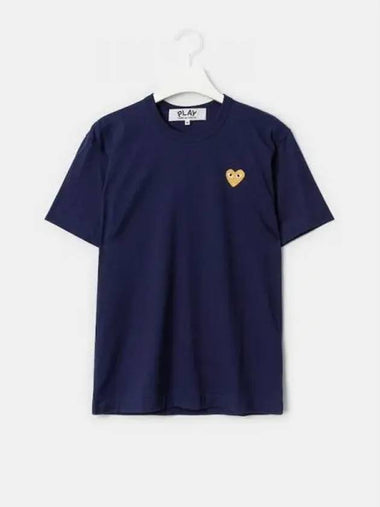 Women s Gold Heart Wappen T Shirt Navy Domestic Product GM0023051586894 - COMME DES GARCONS PLAY - BALAAN 1