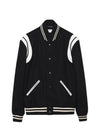 Teddy Bomber Jacket in Wool Black White - SAINT LAURENT - BALAAN 2