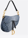 Saddle Strap Denim Oblique Jacquard Shoulder Bag Blue - DIOR - BALAAN 6