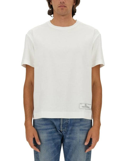 Logo Label Cotton Long Sleeve T-Shirt White - VALENTINO - BALAAN 2