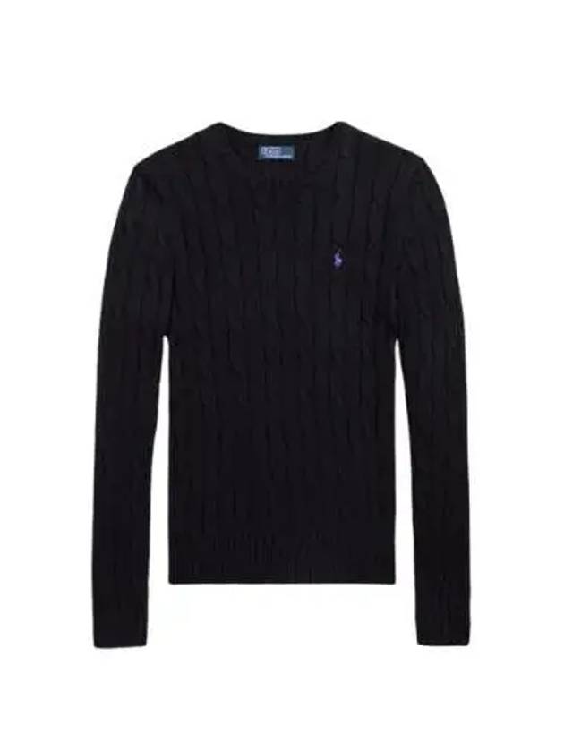 Embroidered Logo Pony Cable Knit Top Black - POLO RALPH LAUREN - BALAAN 2