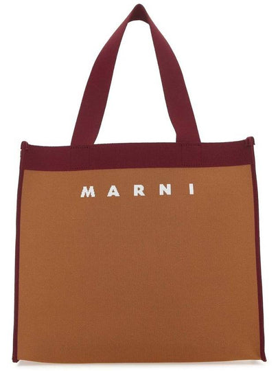 Colorblock Jacquard Tote Bag Brown - MARNI - BALAAN 2