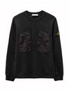 Cotton Fleece Crewneck Sweatshirt Black - STONE ISLAND - BALAAN 1