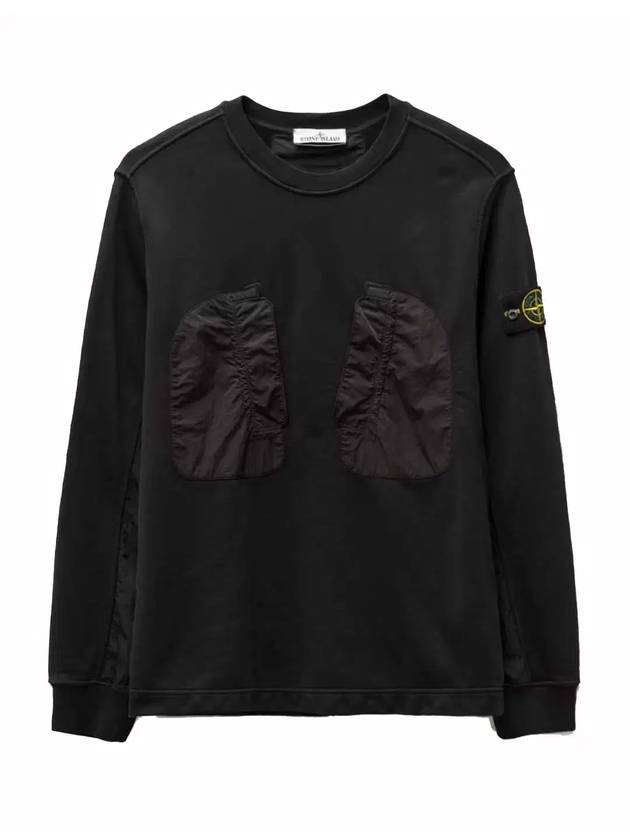 Cotton Fleece Crewneck Sweatshirt Black - STONE ISLAND - BALAAN 1