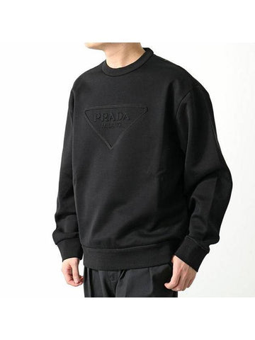 Embossed Triangle Logo Sweatshirt Black - PRADA - BALAAN 1