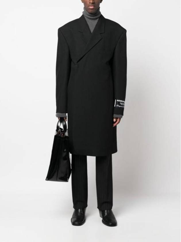 Studios Logo Patch Wool Over Double Coat Black - ACNE STUDIOS - BALAAN 5