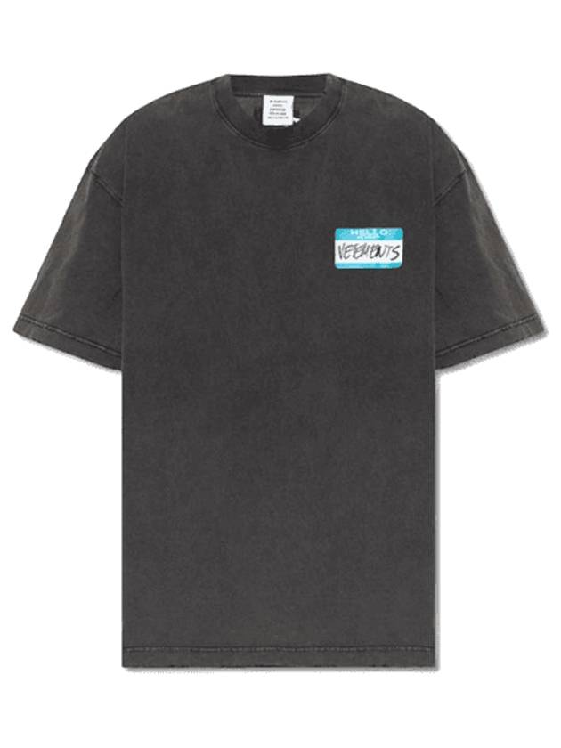 Name Tag Logo Short Sleeve T-Shirt Black - VETEMENTS - BALAAN 1