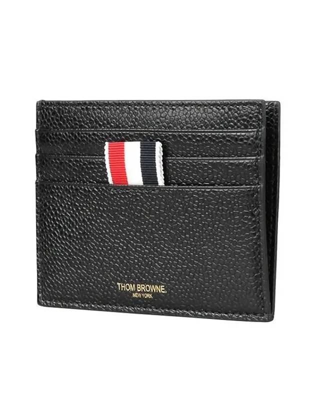 Pebble Grain Leather Stripe Note Compartment Card Wallet Black - THOM BROWNE - BALAAN 3