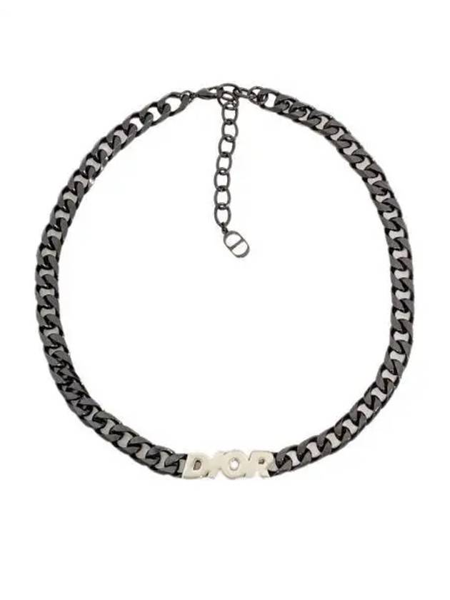 Logo Chain Link Choker Necklace Black - DIOR - BALAAN 2