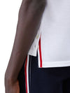 Men's Cotton Pique Center Bag Striped Short Sleeve Polo Shirt White - THOM BROWNE - BALAAN.