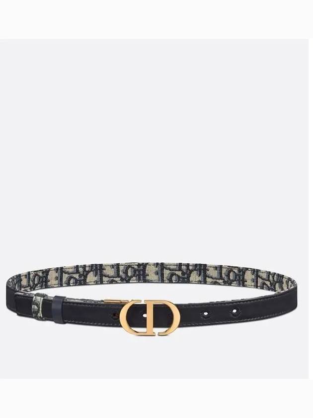 30 Montaigne Gold Hardware Jacquard Reversible Leather Belt Black Blue - DIOR - BALAAN 3