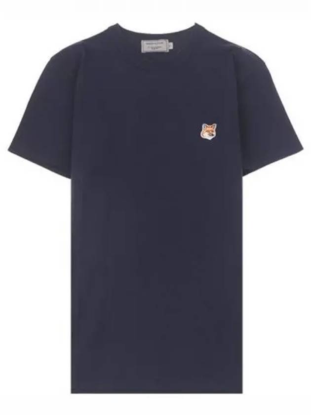 04506 AM00103KJ0008 NA Fox Patch Round Short Sleeve T Shirt Navy Men s TR 270974 - MAISON KITSUNE - BALAAN 1