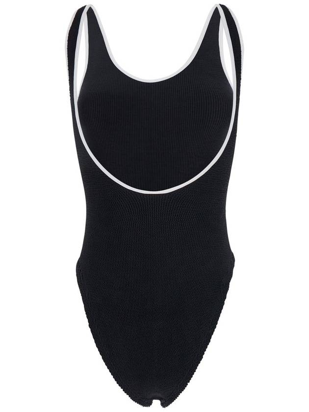 'Faye' Black Swimsuit With Contrasting Edges In Ribbed Fabric Woman - HUNZA G - BALAAN 2