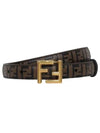 FF Square Stud Buckle Leather Belt Brown - FENDI - BALAAN 2