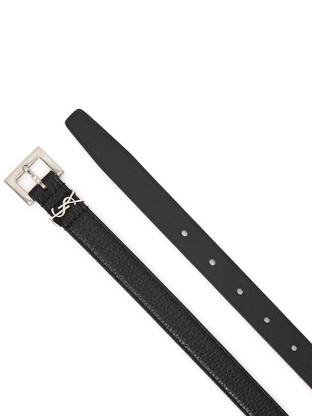 Men's Monogram Grain Belt Black - SAINT LAURENT - BALAAN 4