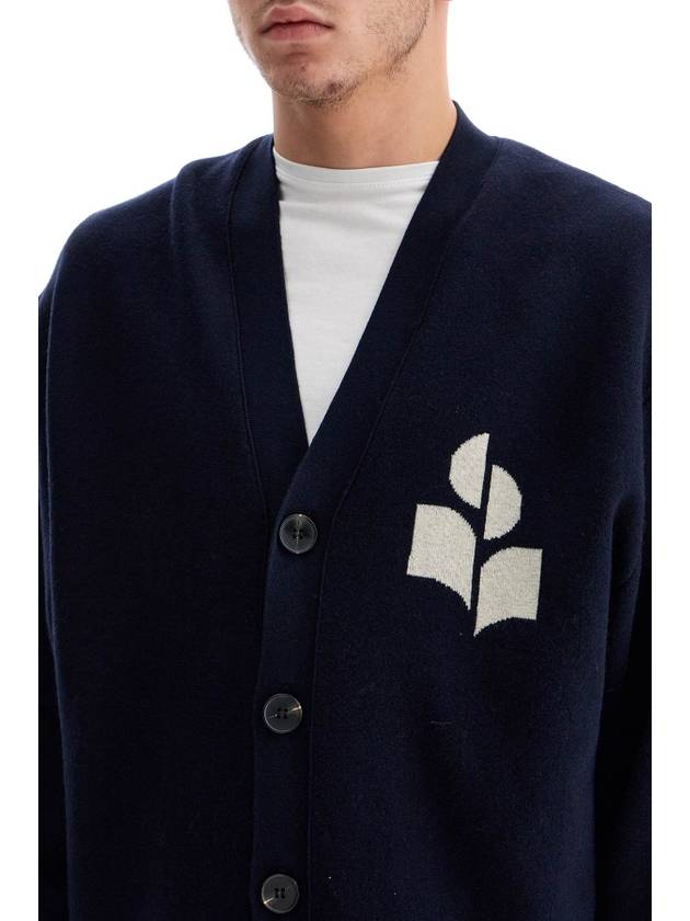 Curtis Logo Intarsia Knitted Cardigan Midnight - ISABEL MARANT - BALAAN 5