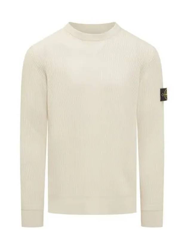 Crewneck Full Rib Wool Knit Top White - STONE ISLAND - BALAAN 2