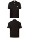 Stripe Trimming Logo Short Sleeve Polo Shirt Black - MONCLER - BALAAN 5