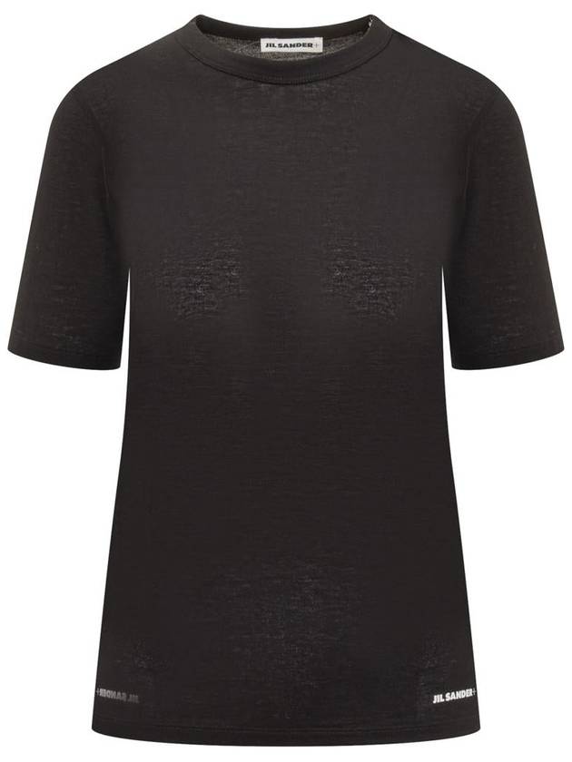 Logo Crew Neck Cotton Short Sleeve T-shirt Black - JIL SANDER - BALAAN 2