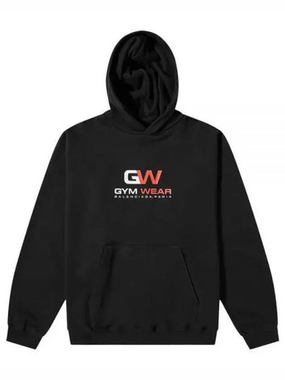 Gymwear Logo Print Cotton Hoodie Black - BALENCIAGA - BALAAN 2