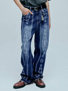 Navajo pattern cut off denim pants indigo blue - KND - BALAAN 5