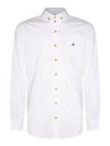 Men's Embroidered ORB Logo Long Sleeve Shirt White - VIVIENNE WESTWOOD - BALAAN 2