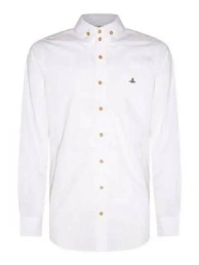 Men's Embroidered ORB Logo Long Sleeve Shirt White - VIVIENNE WESTWOOD - BALAAN 2