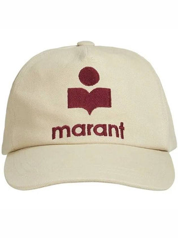 TYRON Red Logo Embroidered Baseball Cap Hat Beige - ISABEL MARANT - BALAAN 1