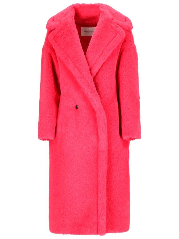 Women's Double Breasted Alpaca Wool Teddy Shearling Coat Pink - MAX MARA - BALAAN 2