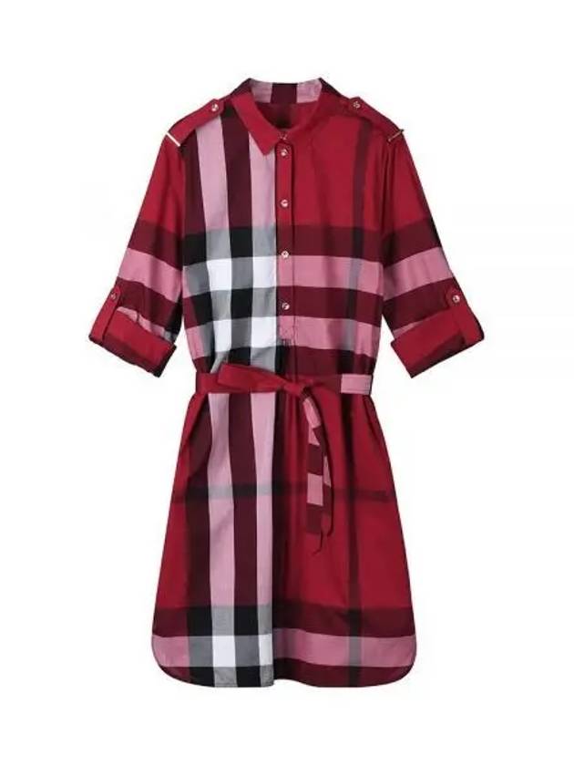 Women's Kelsey Check Cotton Short Dress Red - BURBERRY - BALAAN 2