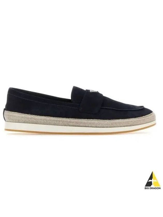 Triangle Logo Suede Loafers Navy - PRADA - BALAAN 2