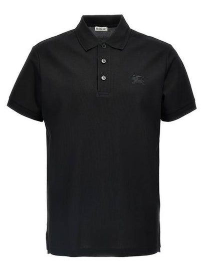 Cotton Polo Shirt Black - BURBERRY - BALAAN 2