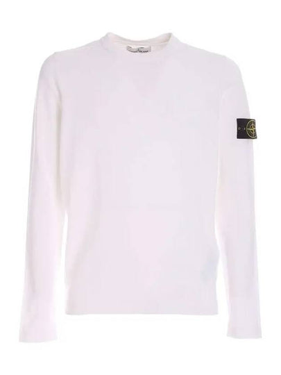 Men's Wappen Patch Crew Neck Cotton Knit Top White - STONE ISLAND - BALAAN 2