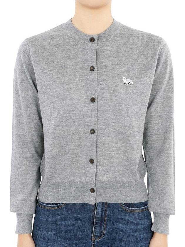 Baby Fox Patch Regular Cardigan Grey Melange - MAISON KITSUNE - BALAAN 3